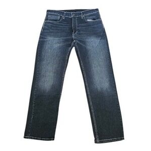 Levi's 559 Relaxed Straight Jeans Men 32x30 Dark Wash Blue Denim Whiskered
